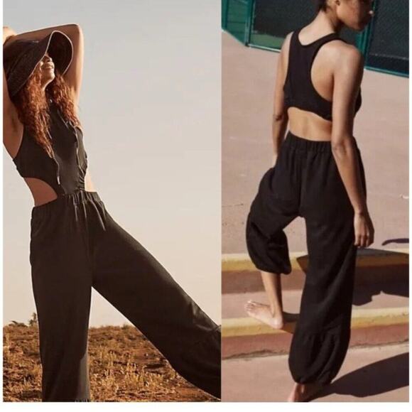 Free People Movement Take Your Best Shot Jumpsuit in Black Size Small - Picture 3 of 10